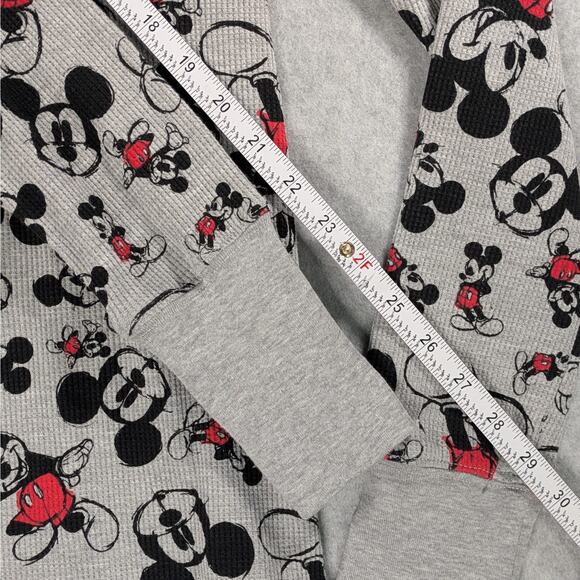 Disney Mickey Mouse Women's XL Thermal Shirt Gray Waffle Knit Thumb Holes - Picture 10 of 16
